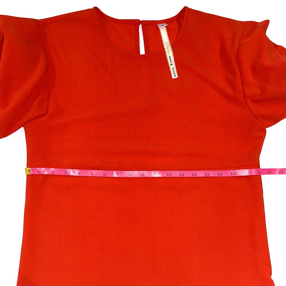 Uncle Frank Red Ruffle Flutter Short Sleeve Mini … - image 8